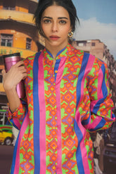Gulabo - IKAT SHIRT - Pink/Purple - Cotton Silk - 1 Piece