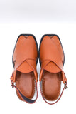 Alifyay - Gol Cut Leather Tan Peshawari Sandal