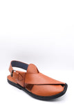Alifyay - Gol Cut Leather Tan Peshawari Sandal