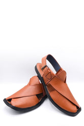 Alifyay - Gol Cut Leather Tan Peshawari Sandal