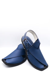 Alifyay - Gol Cut Leather Peshawari Sandal - Blue