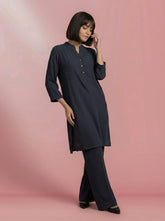 Gulabo - Ayla Set Blended Cape Suit For Women - Navy - 2 Piece