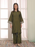 Oaks Embroidered Cotton Silk Co-ord set Green 2 Piece