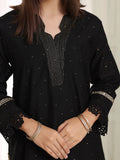 Oaks Embroidered Cotton Net Jacquard Co-ord set Black 2 Piece