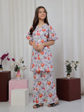 Oaks Printed Lawn Co-ord set White 2 Piece