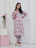 Oaks Printed Lawn Co-ord set White 2 Piece