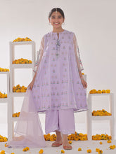 Oaks - Organza Embroidered Pret Suit For Women - Light Lilac - 3 Piece