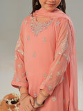 Oaks - Chiffon Embroidered Pret Suit For Women - Peach - 3 Piece