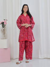 Oaks - Embroidered Lawn Suit For Girl - Red - 2 Piece