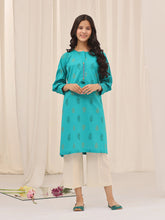 Oaks - Printed Pret Kurti Cotton Aqua Green - 1 Piece