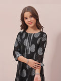 Oaks - Printed Pret Kurti Jacquard Black - 1 Piece