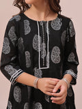 Oaks - Printed Pret Kurti Jacquard Black - 1 Piece