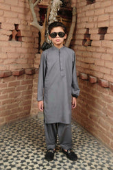 Mom4Little - Grey Kameez Shalwar Set