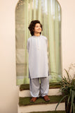 Hummingbirds - Silver Grey Embroidered Boski Suit For Boy