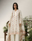 Ayla Studio - Gul-eNarma Jacquard Suit For Women - Pastel Cream - 3 Piece