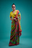 Gulabo - ELIRA SARI - Blended Chiffon - Green & Multi - 1 Piece