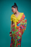 Gulabo - ELIRA SARI - Blended Chiffon - Green & Multi - 1 Piece