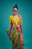 Gulabo - ELIRA SARI - Blended Chiffon - Green & Multi - 1 Piece