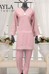 Ayla Studio - 2 pcs solid embroidery - GUL-E-NAZUK - SOFT MUAVE - Wash & Wear