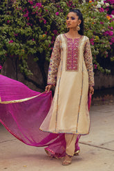 Sanam Chaudhri - Hareer Cotton Net Suit For Women - Pearl Ivory - 3 Piece