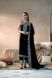 Fozia Khalid - Heer - Sheesha Silk - Black & Blue - 4 Piece