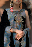Fozia Khalid - Heer - Sheesha Silk - Black & Blue - 4 Piece