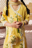 Hummingbirdspk - Jaan-e-Bahar - Yellow & White Block Printed Gharara Set 4 Piece
