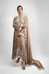 Maheen Khan - FLORA CHANTILLY - Silk Chiffon - Tea Pink - 1 Piece