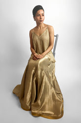 Maheen Khan - CELESTE CAMI TOP - Embroidered Chiffon - Beige Gold - 1 Piece