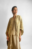 Maheen Khan - FLORAL BROCADE CAPE - Silk Brocade - Silver Gold - 1 Piece