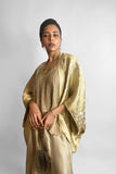 Maheen Khan - FLORAL BROCADE CAPE - Silk Brocade - Silver Gold - 1 Piece