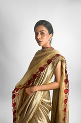 Maheen Khan - SITARA DUPATTA - Silk Net - Gold Maroon - 1 Piece