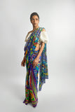 Maheen Khan - BLUE TRUCK ART SARI - Blended Chiffon - Blue Truck Art - 1 Piece
