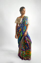 Maheen Khan - BLUE TRUCK ART SARI - Blended Chiffon - Blue Truck Art - 1 Piece