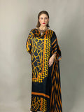 Maheen Khan - Rose Scarf Kaftan - BLACK GOLD - Blended Silk - 1 Piece