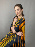 Maheen Khan - Rose Scarf Kaftan - BLACK GOLD - Blended Silk - 1 Piece