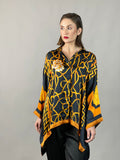 Maheen Khan - Rose Black Scarf Baggy Shirt - BLACK GOLD - Blended Silk - 1 Piece