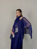 Maheen Khan - Midnight Shimmer Stole - NAVY - Blended Chiffon - 1 Piece
