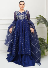 Allure By Ih - Sundae Jacquard Lehenga For Women - Navy - 3 Piece