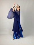 Maheen Khan - Midnight Symphony - NAVY - Blended Chiffon + Satin Silk - 3 Piece