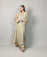 Maheen Khan - Sleeveless Pale Gold Tunic - GOLD AQUA - Blended Chiffon + EMBROIDERY - 1 Piece