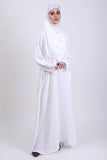 Abaya.pk - White Basic Front-Closed Abaya & Hijab- Chiffon & Nada Fabric
