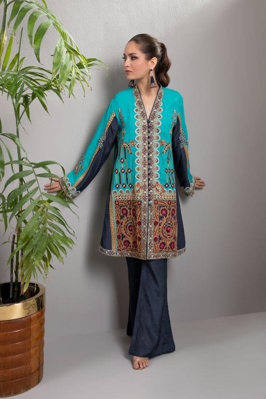 Shamaeel - Afsaneh - AFS 09 - Dark & Light Blue - Silk - Studio by TCS