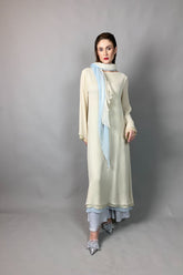 Gulabo - IVORY DREAM - Blended Chiffon + Satin Silk - Cream/Grey - 3 Piece