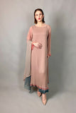 Gulabo - BLUSHING ROSE - Blended Chiffon + Satin Silk - Pink/Grey - 3 Piece