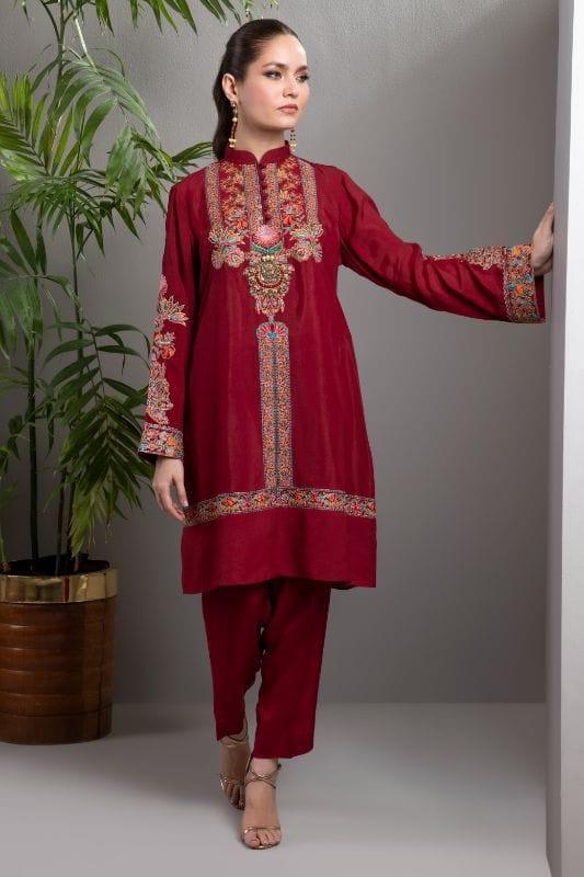 Shamaeel - Afsaneh - AFS 10 - Maroon Canvas - Silk - 2 Piece - Studio by TCS