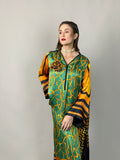 Maheen Khan - Emerald Scarf Tunic - Emerald GOLD BLACK - BLENDED SILK - 1 Piece