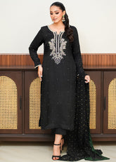 Allure By Ih - Moon Stone Raw Silk Suit For Women - Black - 3 Piece