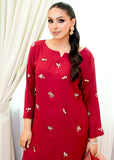 Allure By Ih - Wilma Raw Silk Suit For Women - Red - 3 Piece