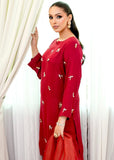 Allure By Ih - Wilma Raw Silk Suit For Women - Red - 3 Piece